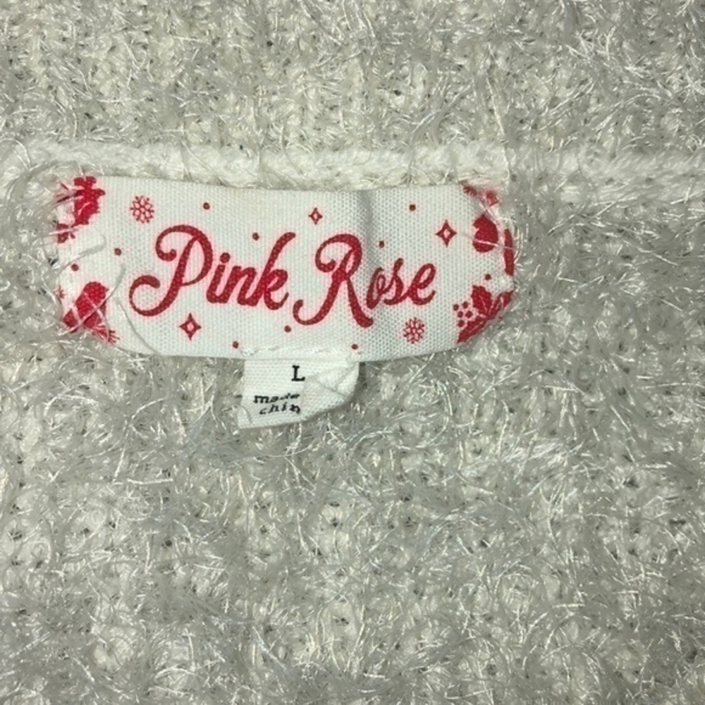 Pink Rose long sleeve v-neck sweater soft fuzzy - Picture 4 of 7
